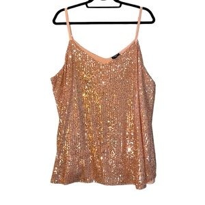 Torrid Women’s size 3 Sophie cut Rose Pink Sequins Party Strappy Blouse 3X